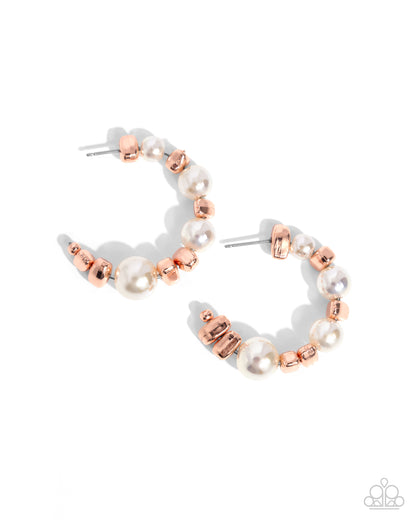 Playful Pearls - copper - Paparazzi earrings