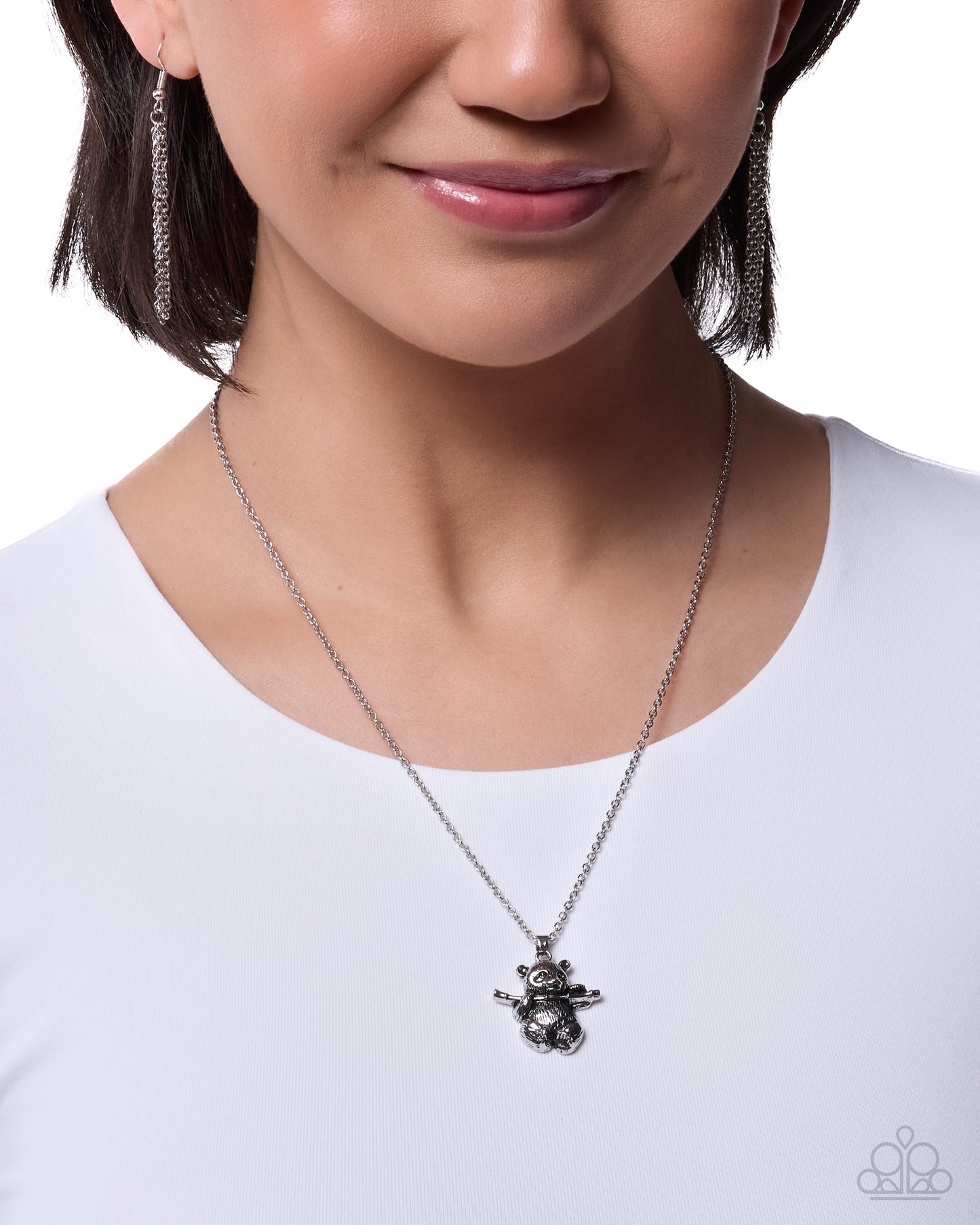 Pleasant Panda - silver - Paparazzi necklace