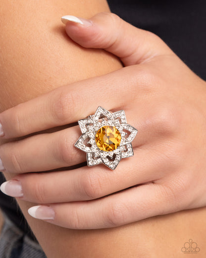 Pleasant Petals - yellow - Paparazzi ring