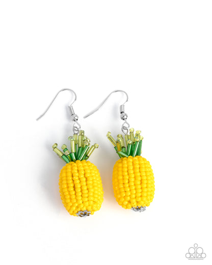 Pleasant Pineapple - yellow - Paparazzi earrings