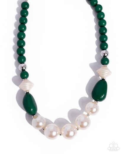 Pleasing Pearls - green - Paparazzi necklace