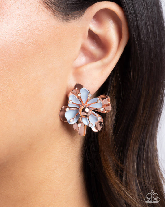 Pleasing Petals - copper - Paparazzi earrings