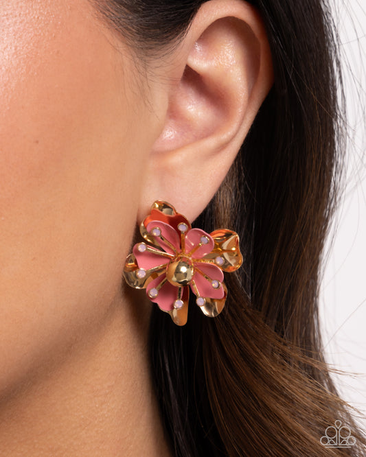 Pleasing Petals - pink - Paparazzi earrings