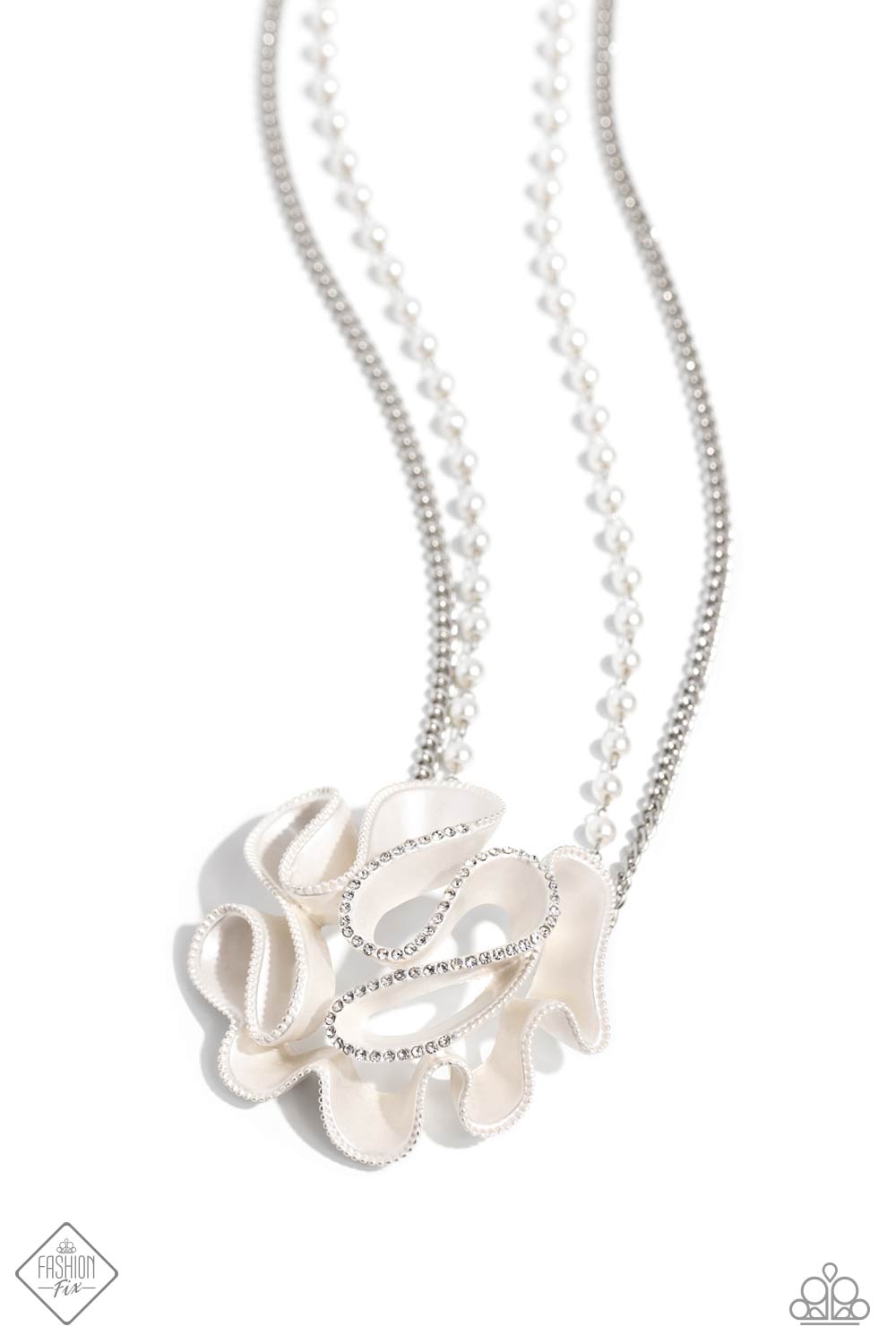 Pleated Power - white - Paparazzi necklace