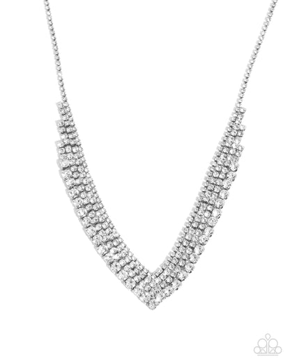 Pointed Pizzazz - white - Paparazzi necklace