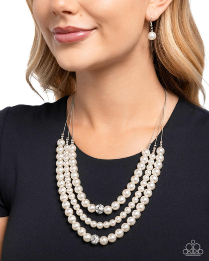 Polished Placing - white - Paparazzi necklace