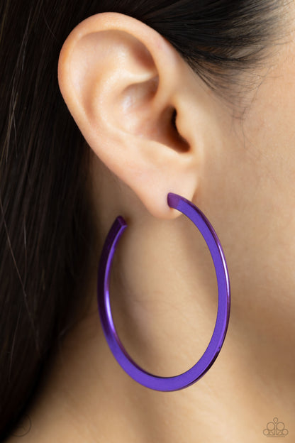 Pop HOOP - purple - Paparazzi earrings
