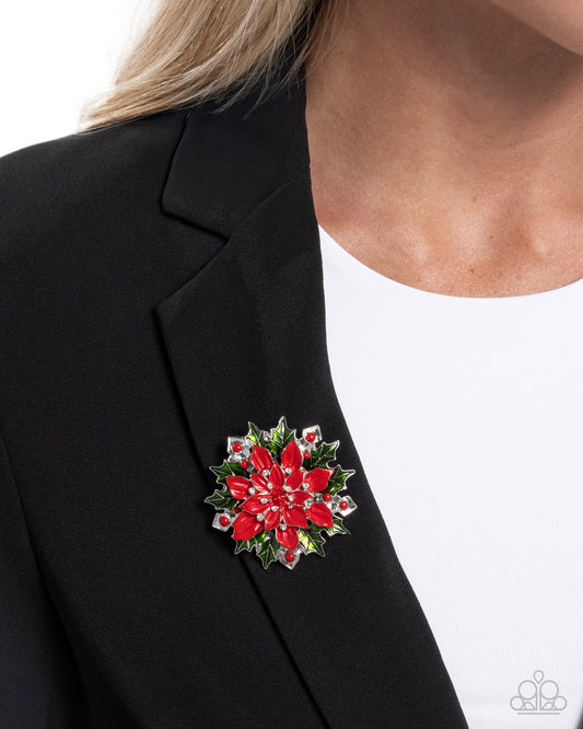 Popular Poinsettia - red - Paparazzi brooch