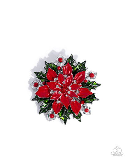 Popular Poinsettia - red - Paparazzi brooch