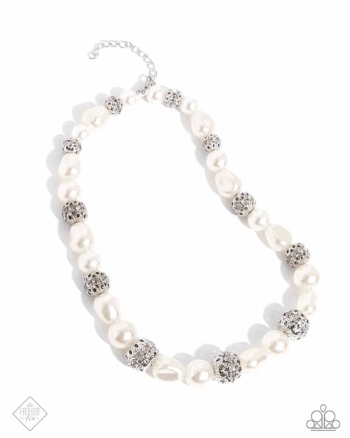 Posh Pattern - white - Paparazzi necklace