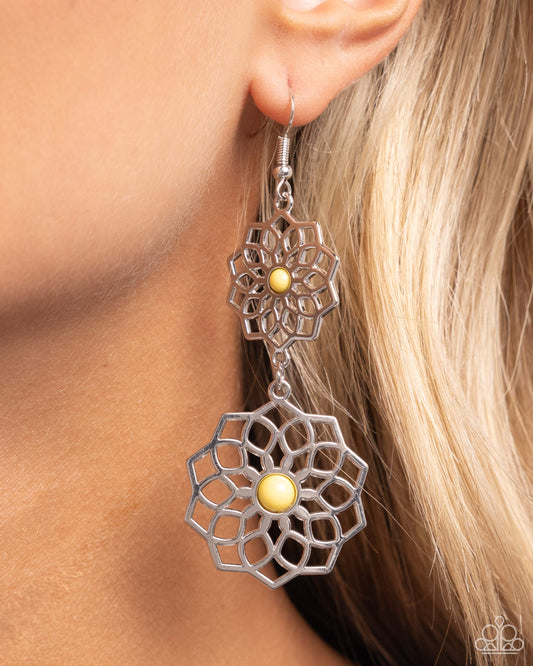 Posh Posy - yellow - Paparazzi earrings