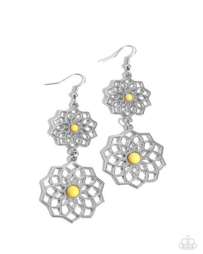 Posh Posy - yellow - Paparazzi earrings