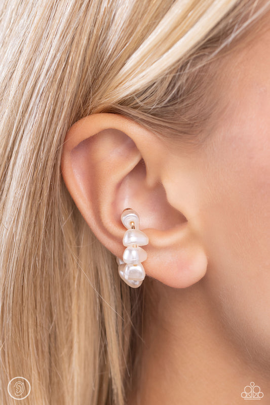 Prehistoric Pearls - gold - Paparazzi ear cuff