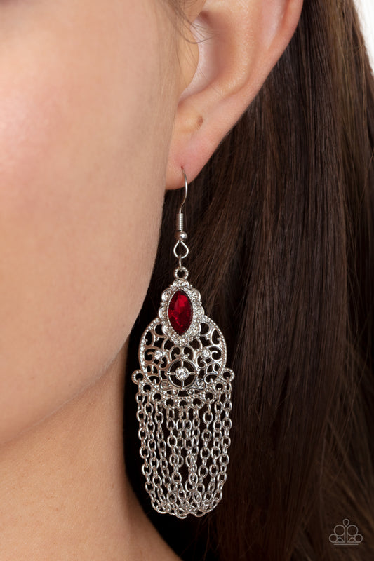 Pressed for CHIME - red - Paparazzi earrings