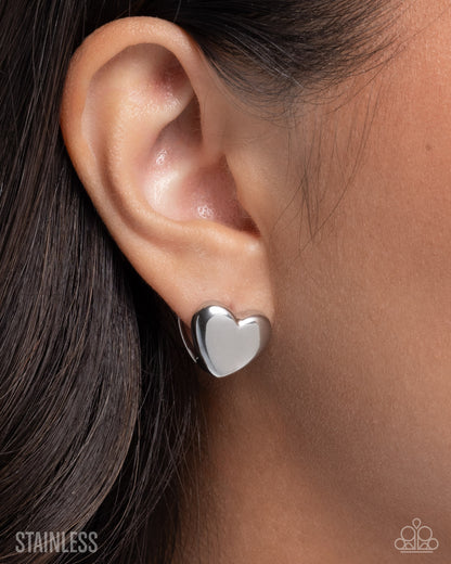 Pretty Polish - silver - Paparazzi earrings