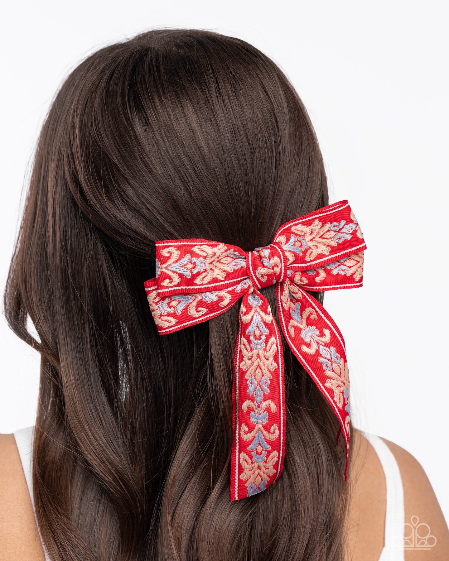Printed Parlor - red - Paparazzi hair clip