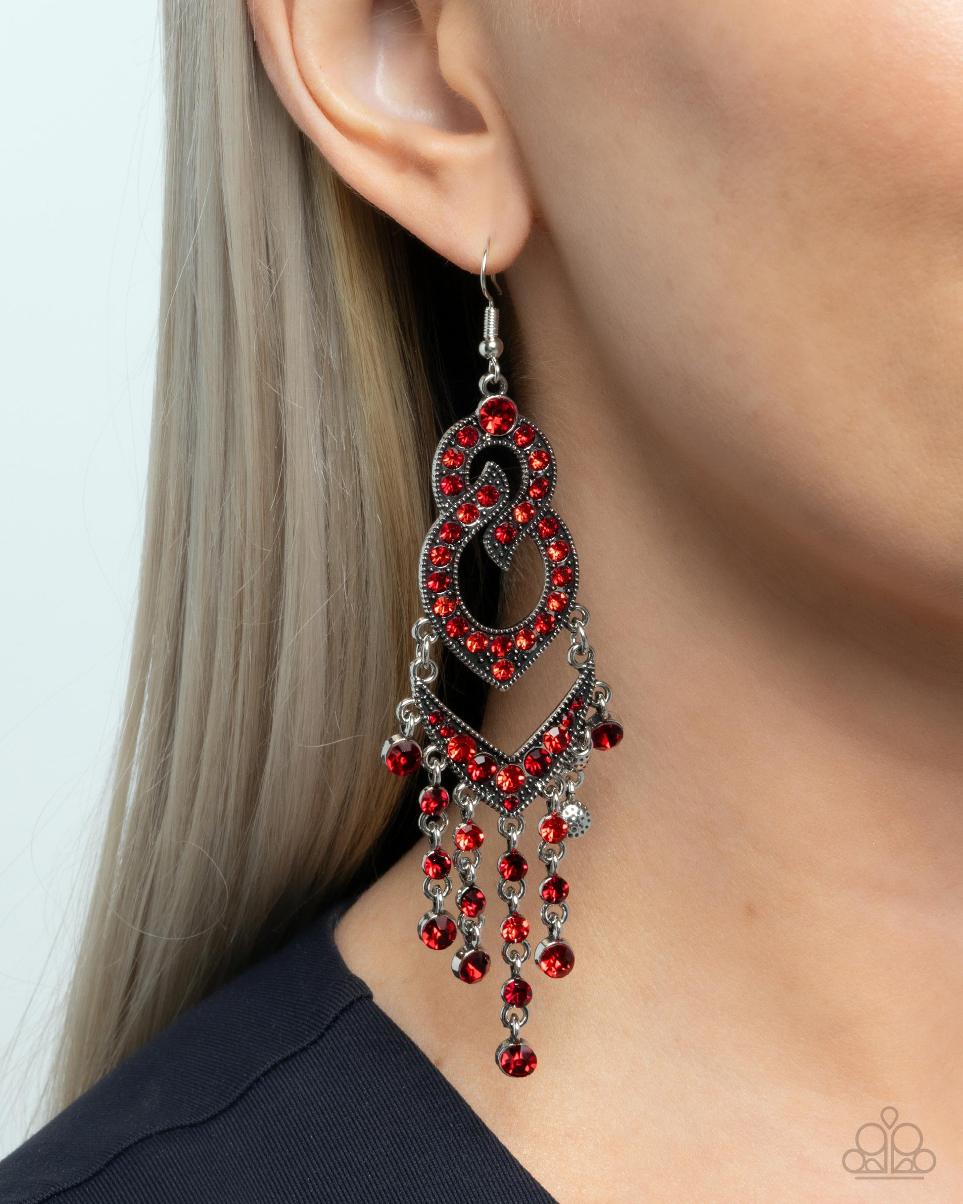 Pristine Precipitation - red - Paparazzi earrings