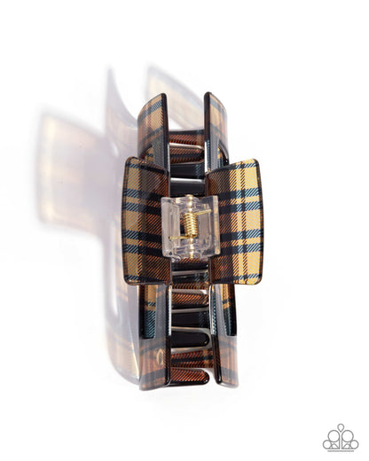Prized Plaid - brown - Paparazzi hair clip