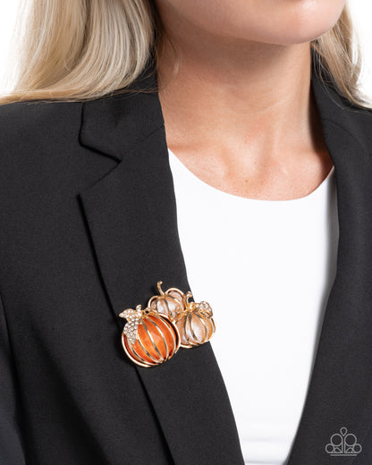Pumpkin Pattern - orange - Paparazzi brooch