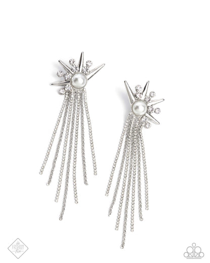 Punk Rock - white - Paparazzi earrings