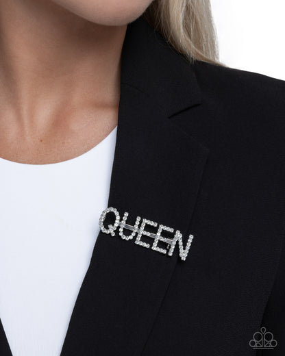 Queen Behavior - white - Paparazzi brooch
