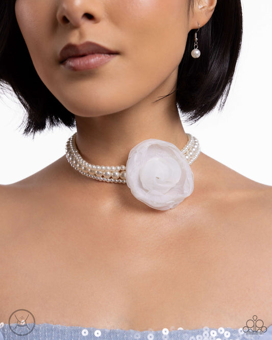 Radiant Rosette - white - Paparazzi necklace