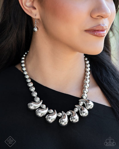 Raindrop Rebel - silver - Paparazzi necklace