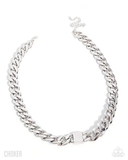 Rebellious Reaction - silver - Paparazzi necklace