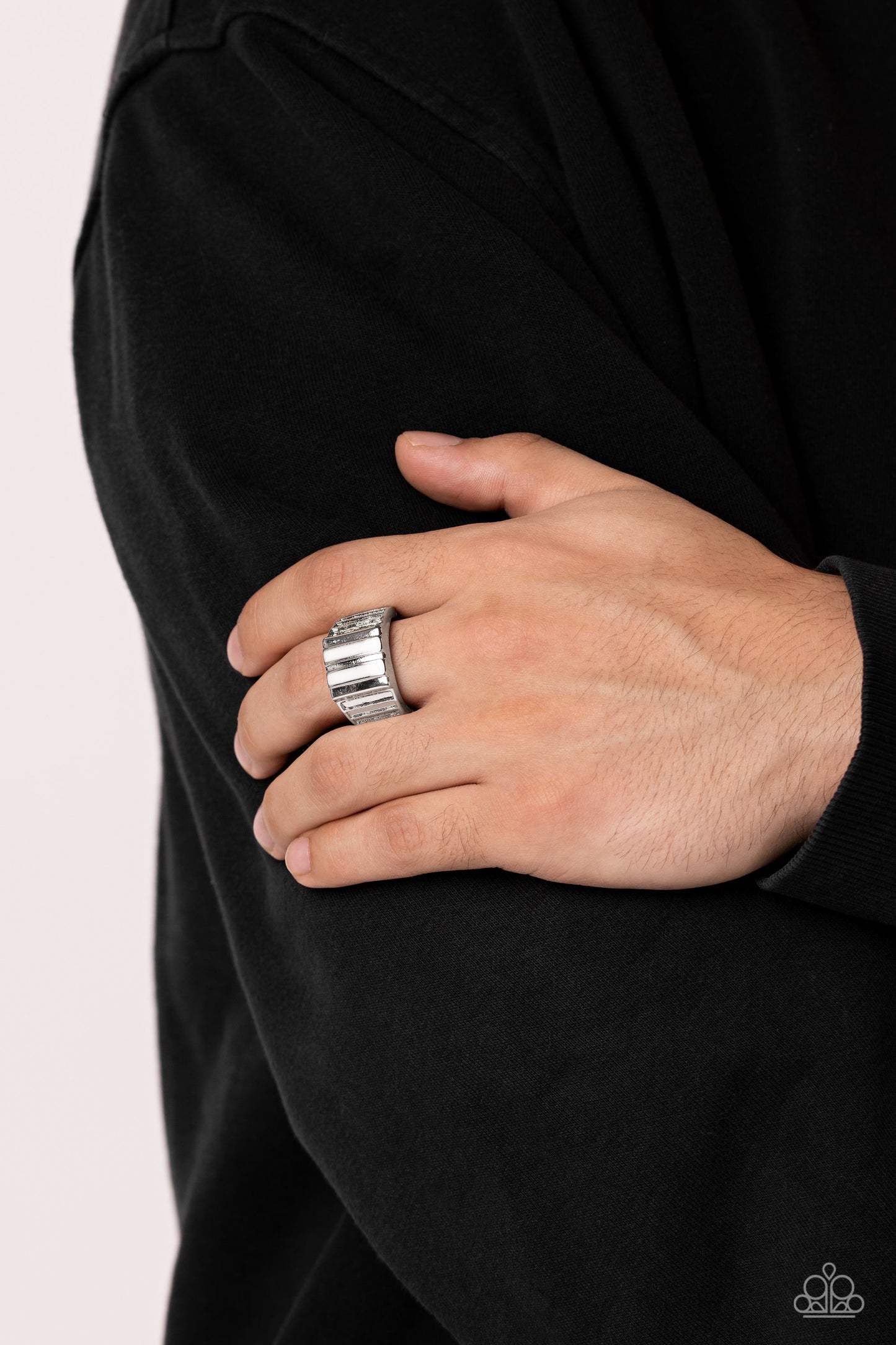 Rectangular Relic - white - Paparazzi MENS ring