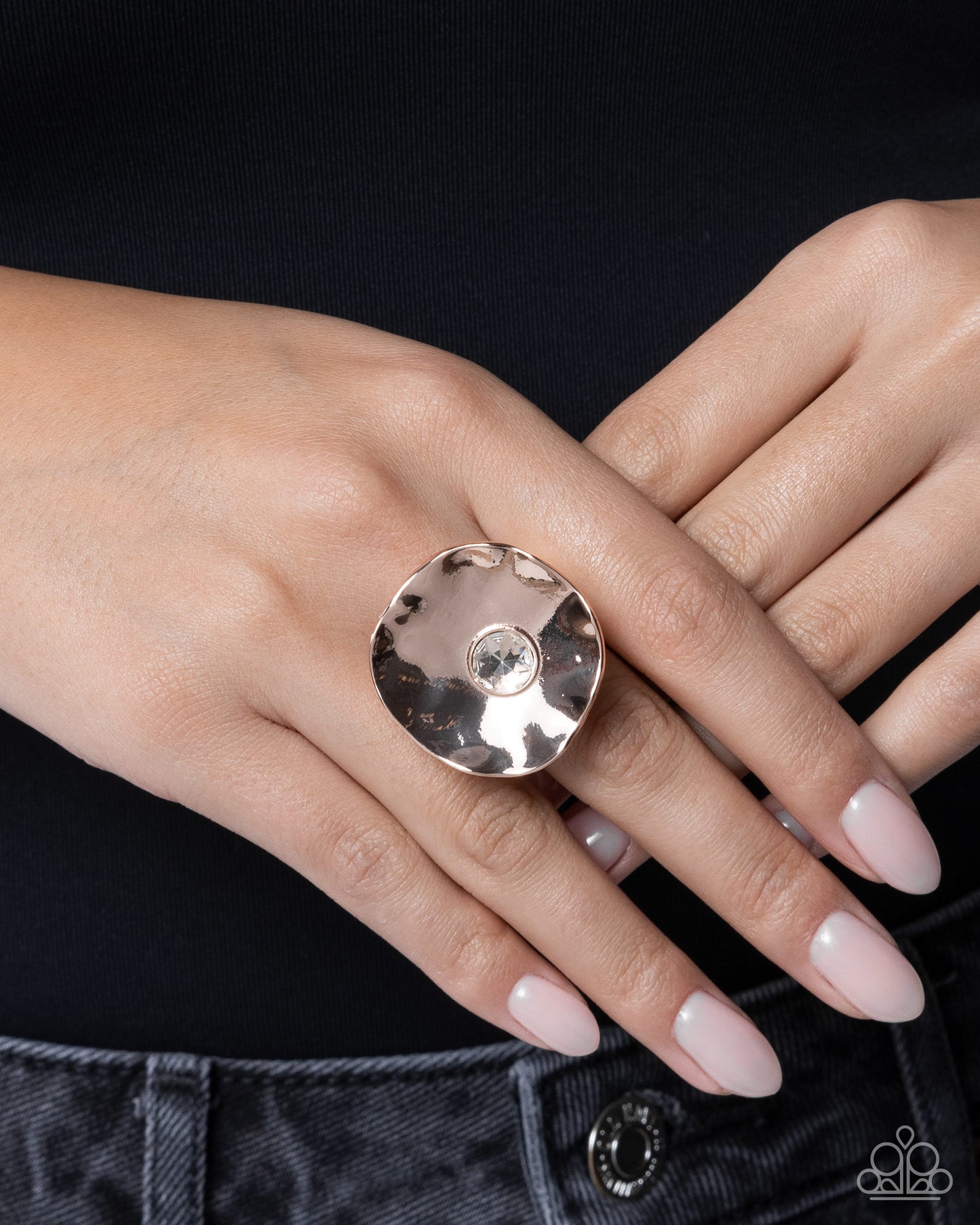 Reflective Reaction - rose gold - Paparazzi ring