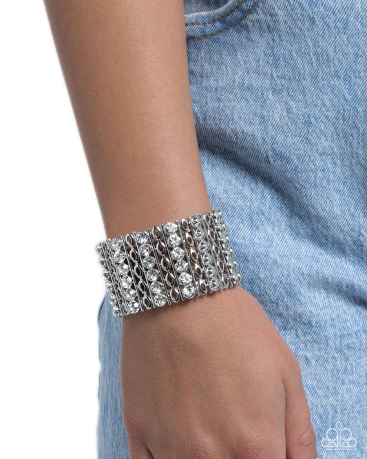 Reflective Rows - white - Paparazzi bracelet