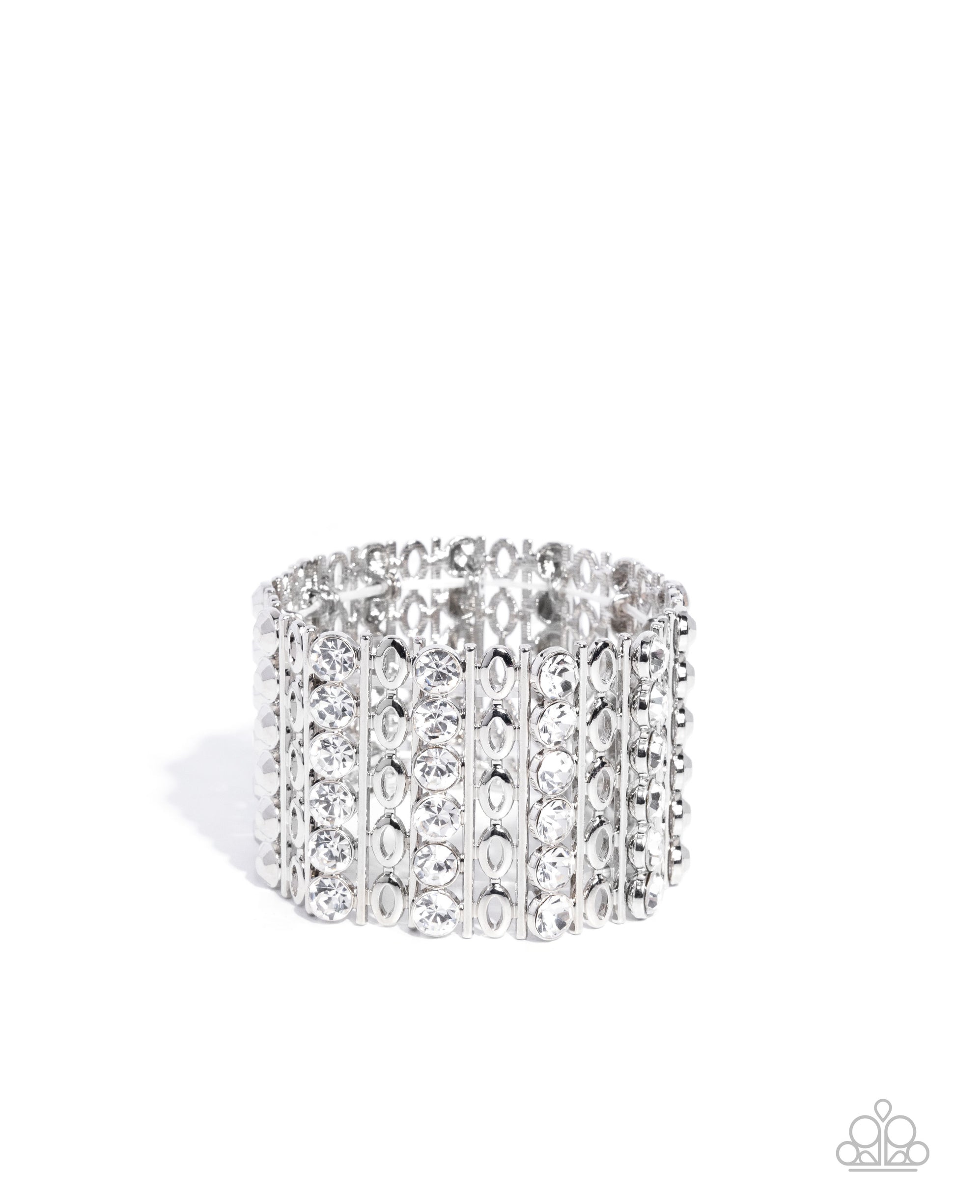 Reflective Rows - white - Paparazzi bracelet