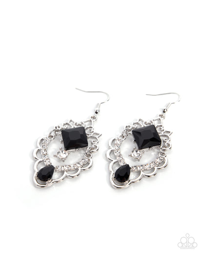 Regal Repetition - black - Paparazzi earrings