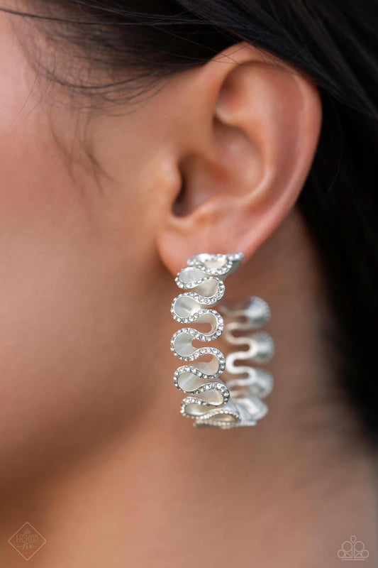 Resolutely Ruffled - white - Paparazzi earrings