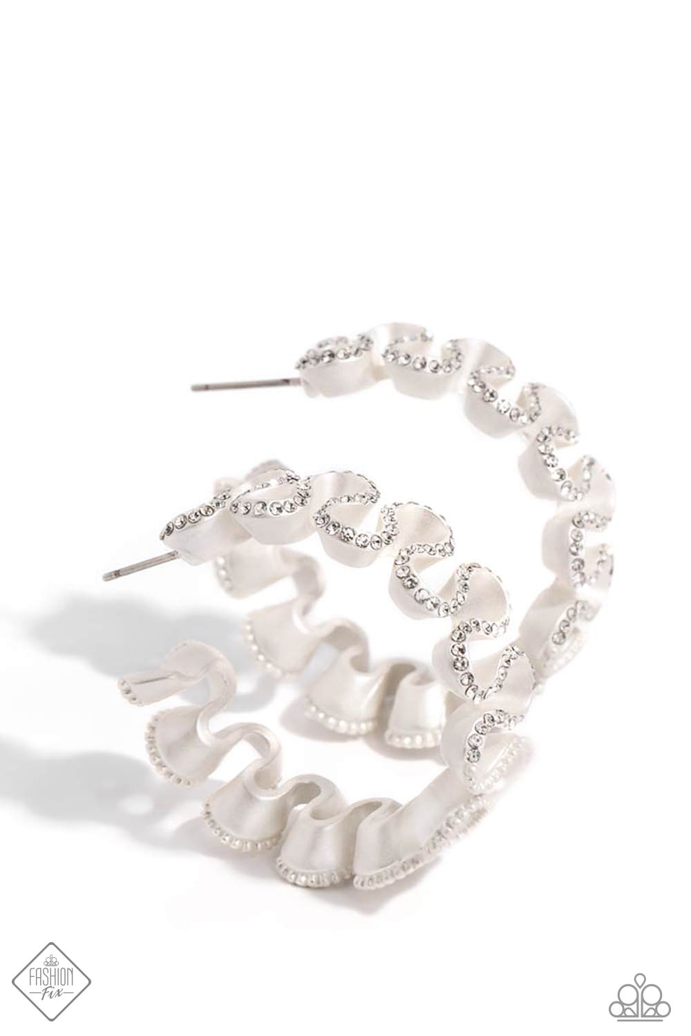 Resolutely Ruffled - white - Paparazzi earrings