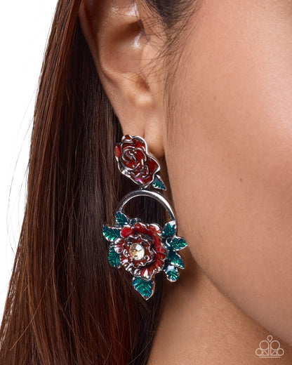 Rippling Roses - red - Paparazzi earrings