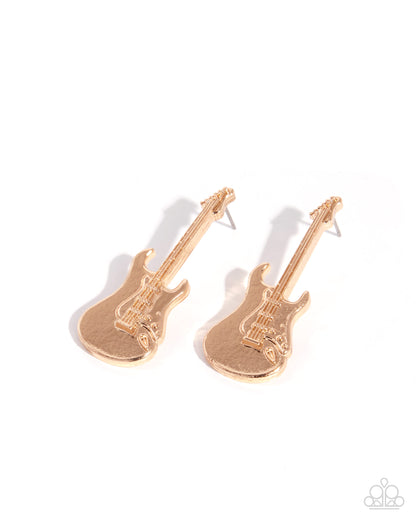 Rock Hard Or Go Home! - gold - Paparazzi earrings