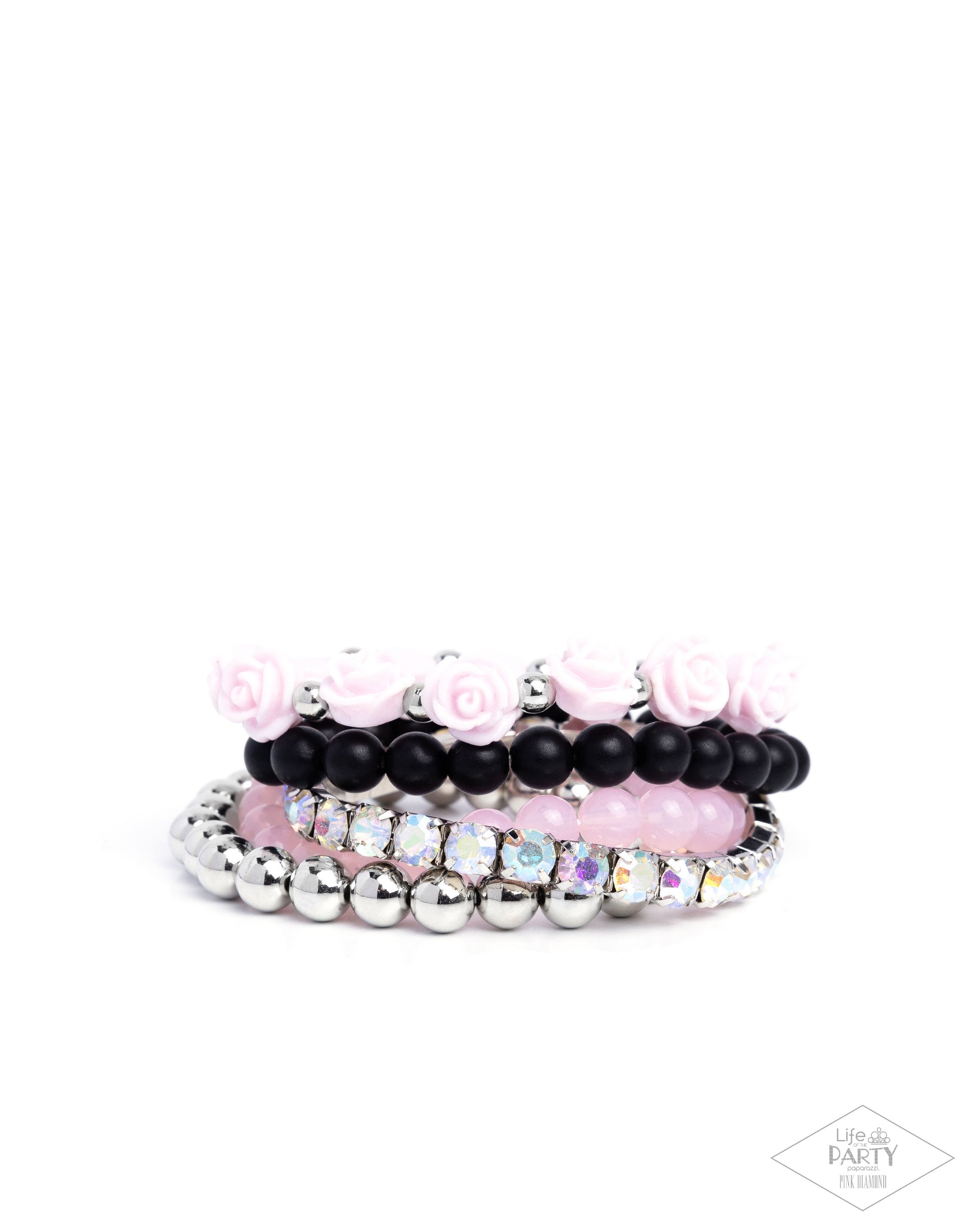 Rose Garden Grandeur - pink (black) - Paparazzi bracelet