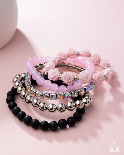 Rose Garden Grandeur - pink (black) - Paparazzi bracelet
