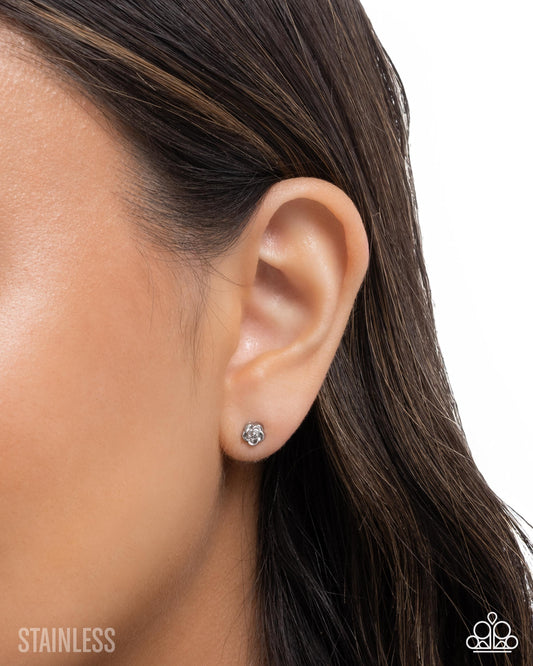 Rose Recognition - silver - Paparazzi earrings