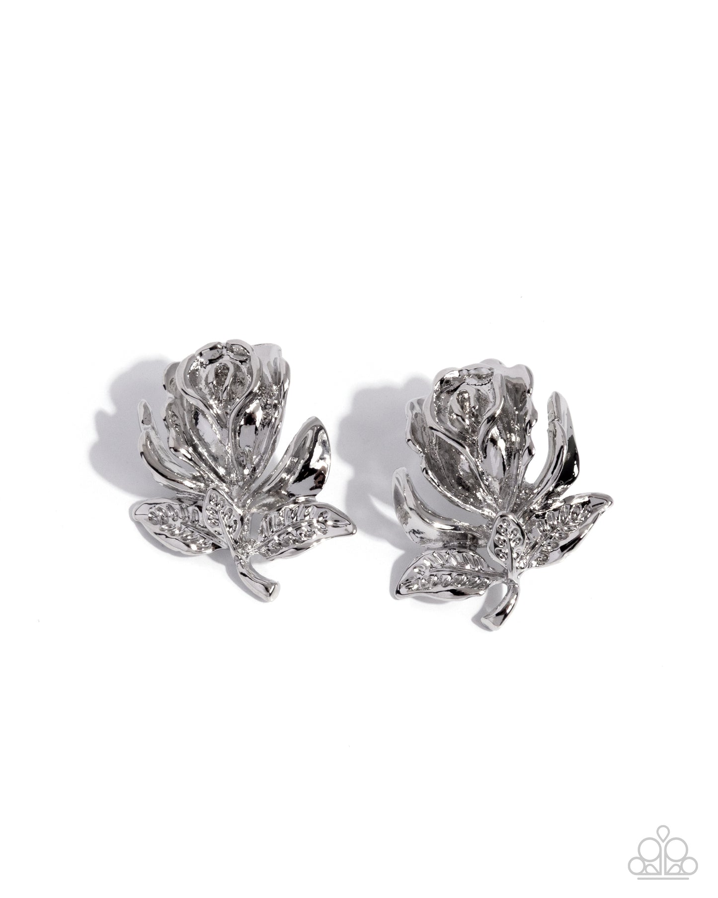 Rose Record - silver - Paparazzi earrings