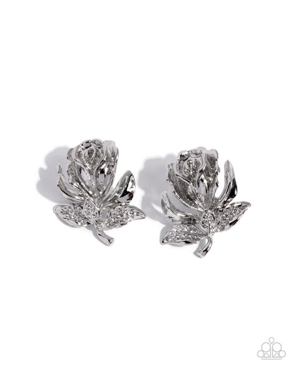 Rose Record - silver - Paparazzi earrings