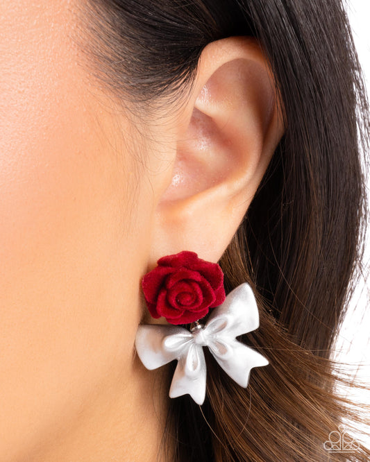 Rosette Rarity - red - Paparazzi earrings