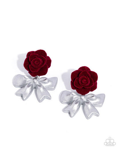 Rosette Rarity - red - Paparazzi earrings