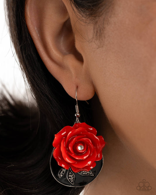 Rosy Rally - red - Paparazzi earrings