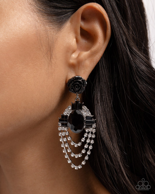 Rosy Rave - black - Paparazzi earrings