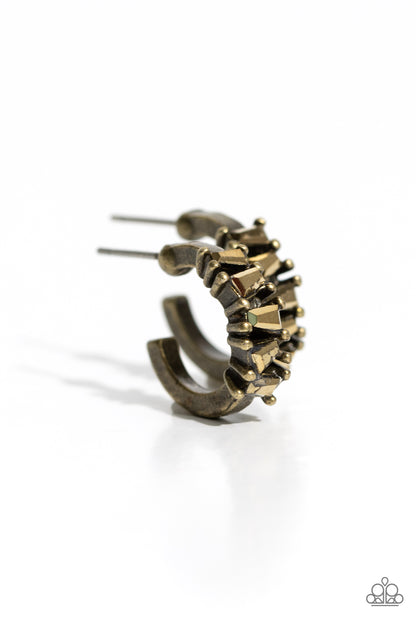 Rugged Rockstar - brass - Paparazzi earrings