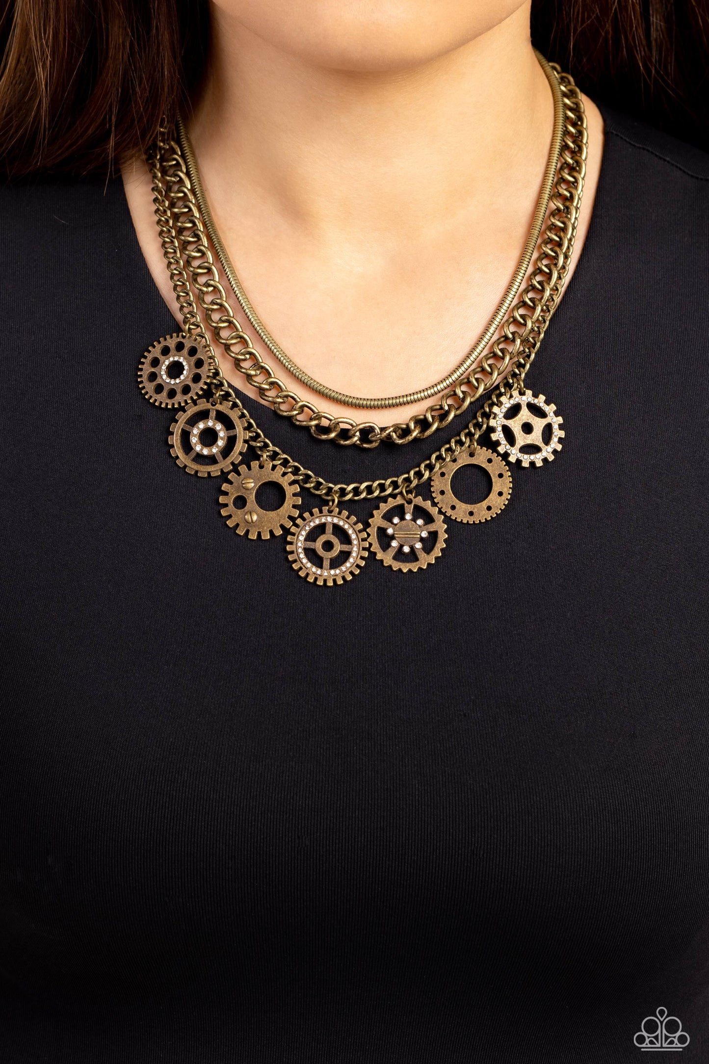 Running Out of STEAMPUNK - brass - Paparazzi necklace
