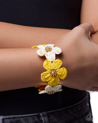 Rustic Raffia - yellow - Paparazzi bracelet