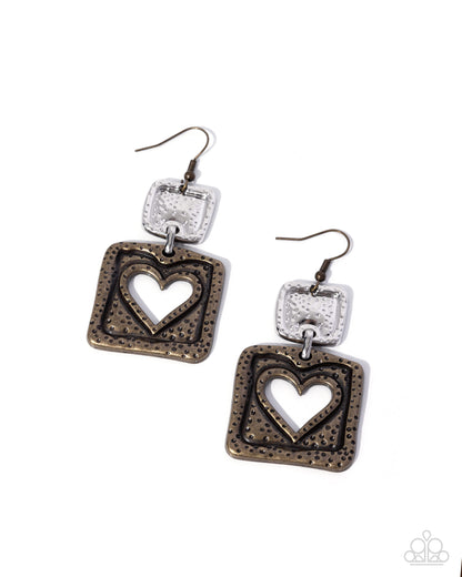 Rustic Reality - brass - Paparazzi earrings